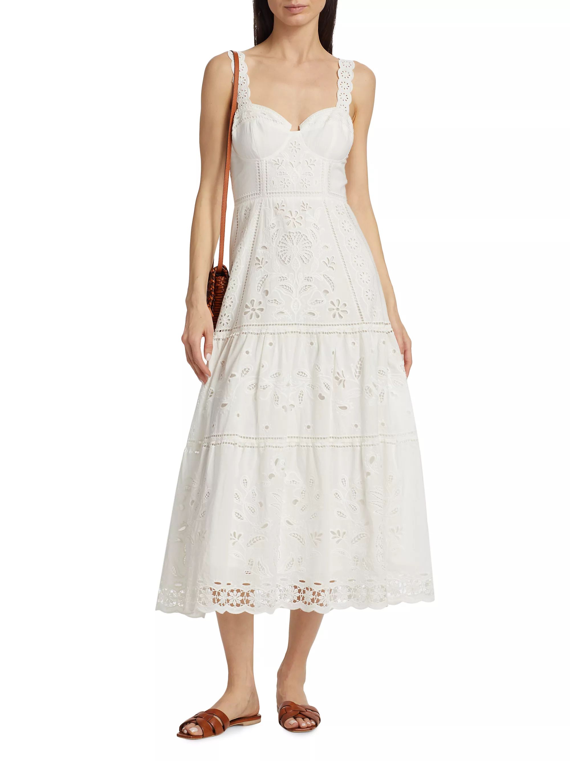 Cotton Eyelet Bustier Midi-Dress | Saks Fifth Avenue
