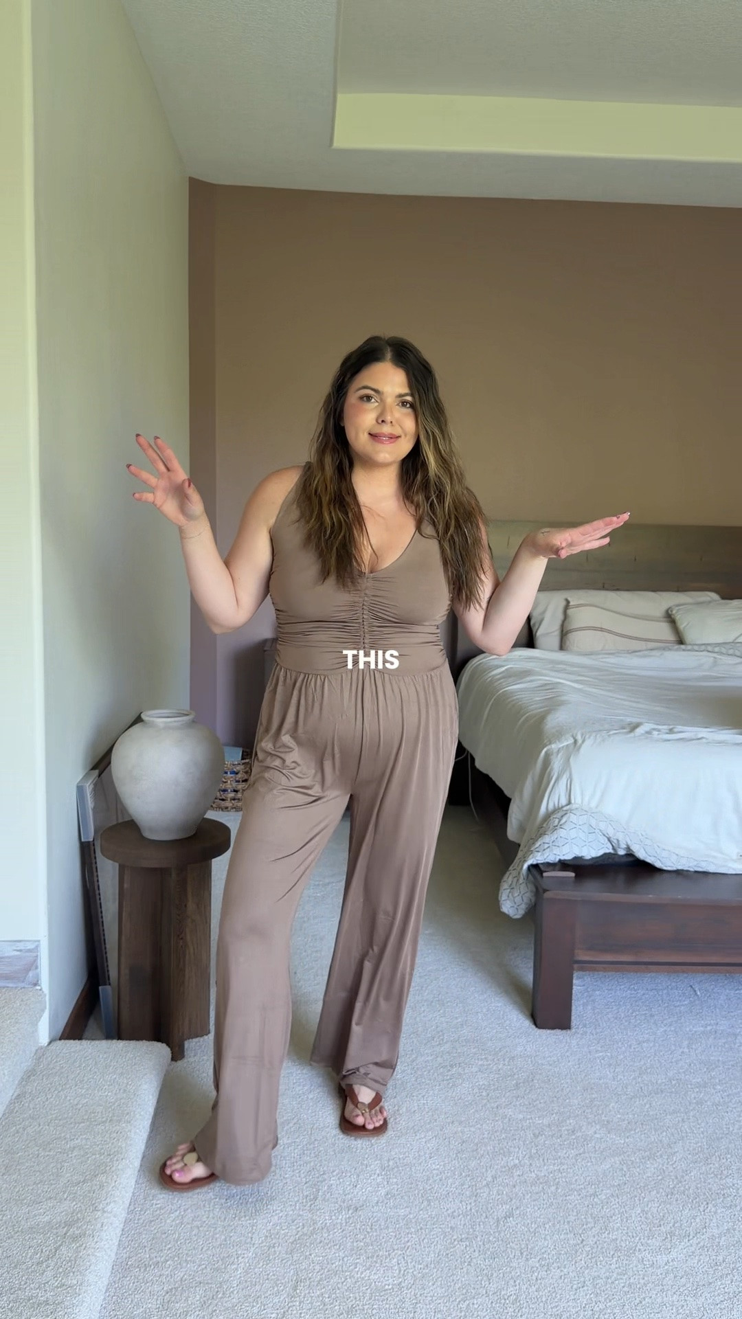 Amazon jumpsuit for summer - wearing size XL (I’m right between a size 12 and a size 14) so stinking comfy and cute!!

Vacation, summer outfit, mom outfit, midsize ￼