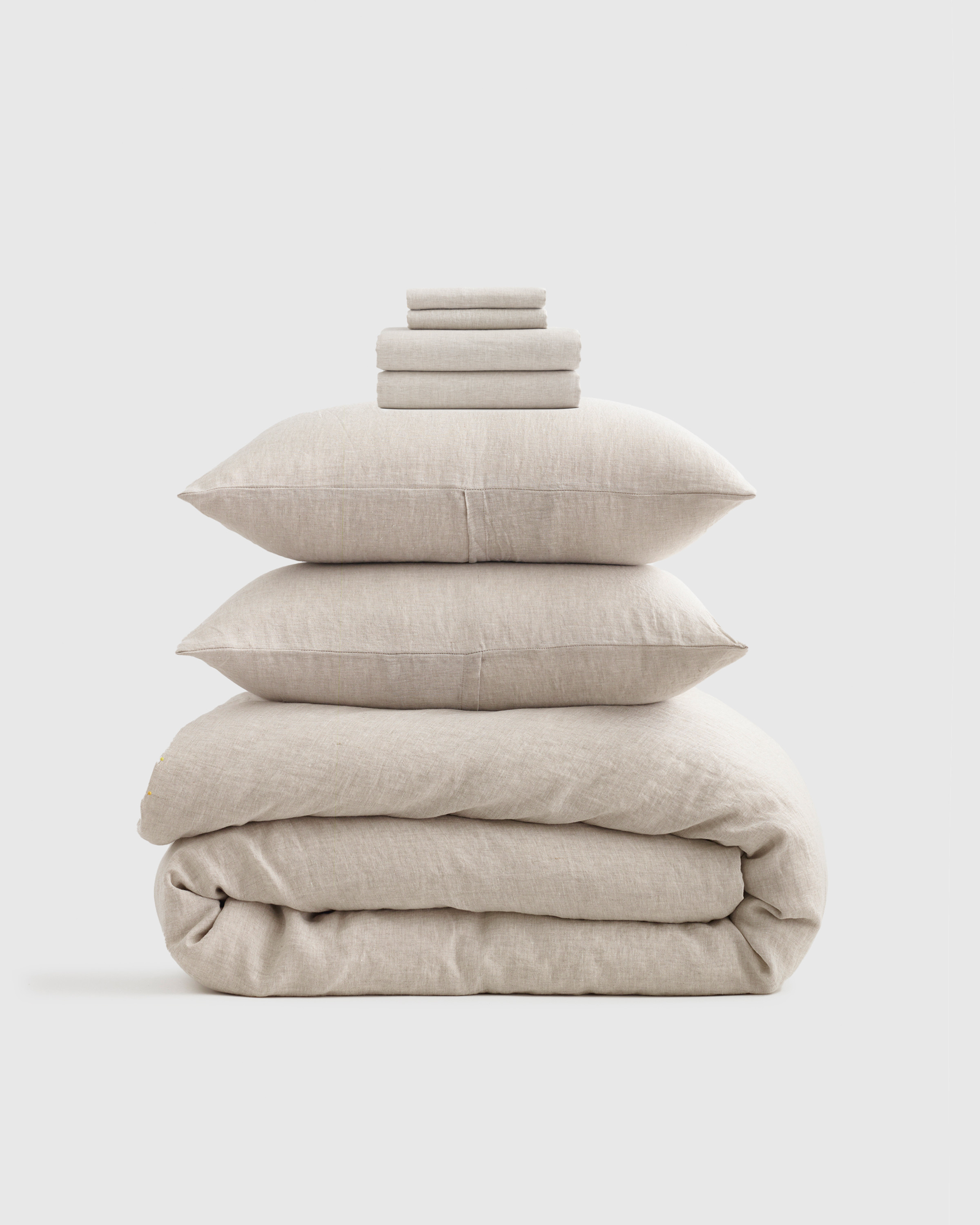 Quince | European Linen Chambray Deluxe Bedding Bundle in Natural, Size Queen | Quince
