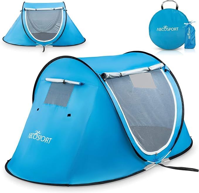 Abco 2-Person Pop Up Tent - Portable Cabana with 2 Doors, Water-Resistant and UV Protection, Carr... | Amazon (US)