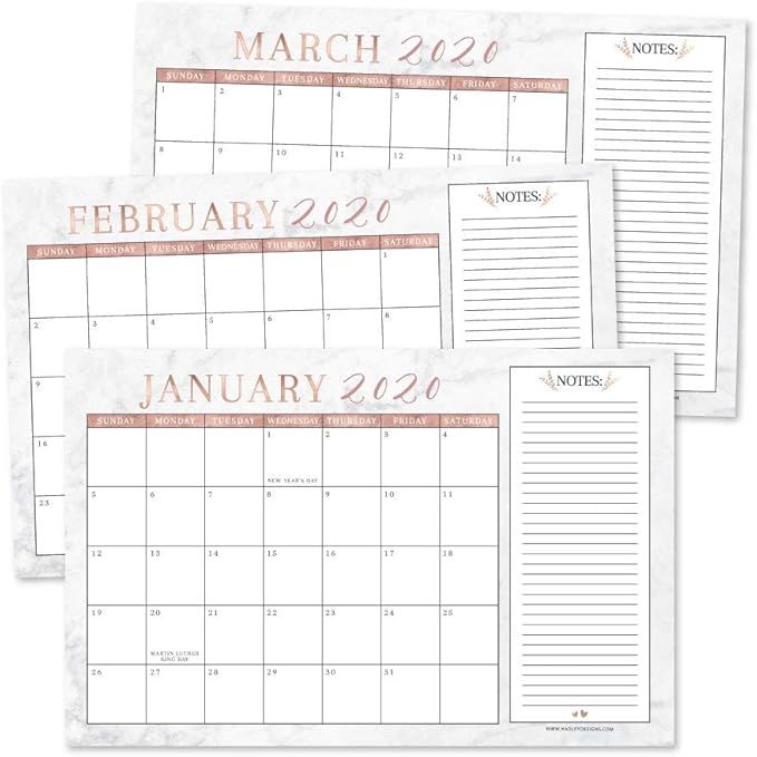 Rose Gold Marble 2020 Large Monthly Desk or Wall Calendar Planner, Big Giant Planning Blotter Pad... | Amazon (US)