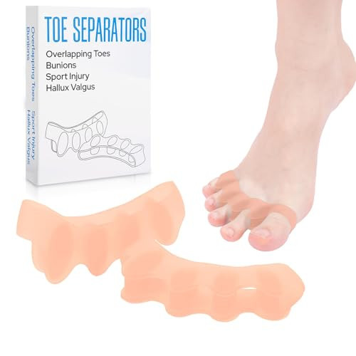 KTSAY 2PCS Silicone Toe Spacers for Women & Men - Toe Separators for Bunion Relief, Hammer Toe, Plantar Fasciitis & Pedicures | Includes Metatarsal Pad & Therapeutic Yoga Cushion for Foot Pain(Beige) | Amazon (US)