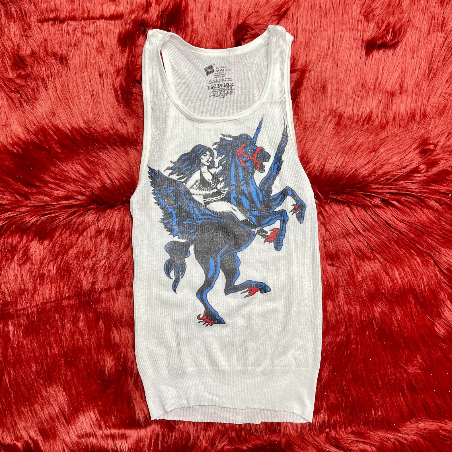 Ribbed Tank with Pegasus Unicorn Maiden Vintage Inspired Graphic | Etsy (Global)