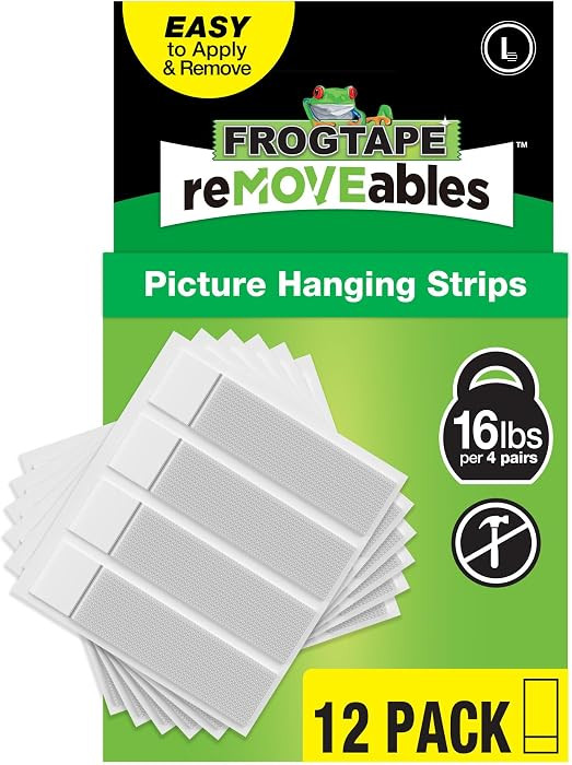 FrogTape reMOVEables Large Picture Hanging Strips - 12 Pairs - 16lbs per 4 Pairs - Damage-Free Re... | Amazon (US)