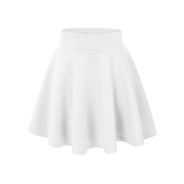 MBJ WB669 Womens Basic Versatile Strechy Flare Skater Skirt S WHITE | Walmart (US)