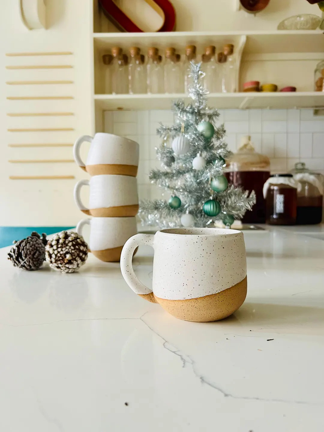 Handmade White Ceramic Coffee Mug - Large Cappuccino Cup, Pottery Kitchenware - Etsy | Etsy (US)
