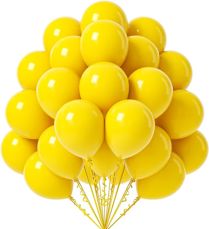 FOTIOMRG Yellow Balloons 12 inch, 50 Pack Yellow Latex Party Balloons Helium Quality for Birthday... | Amazon (US)