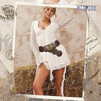 WERFORU Women Vintage Leather Belt Western Disc Waist Belts Ladies Western Belt Boho Belt for Dre... | Amazon (CA)