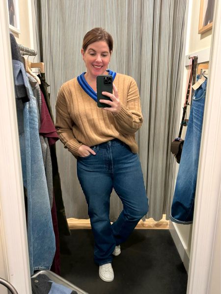 Another pair of straight legged jeans…who am I?! 😂 These are the Madewell 90s straight leg jeans and they are super comfy! The sweater is also super cute and would be perfect for fall! Both pieces run TTS and come in other color options! 

#LTKxMadewell #LTKstyletip #LTKmidsize