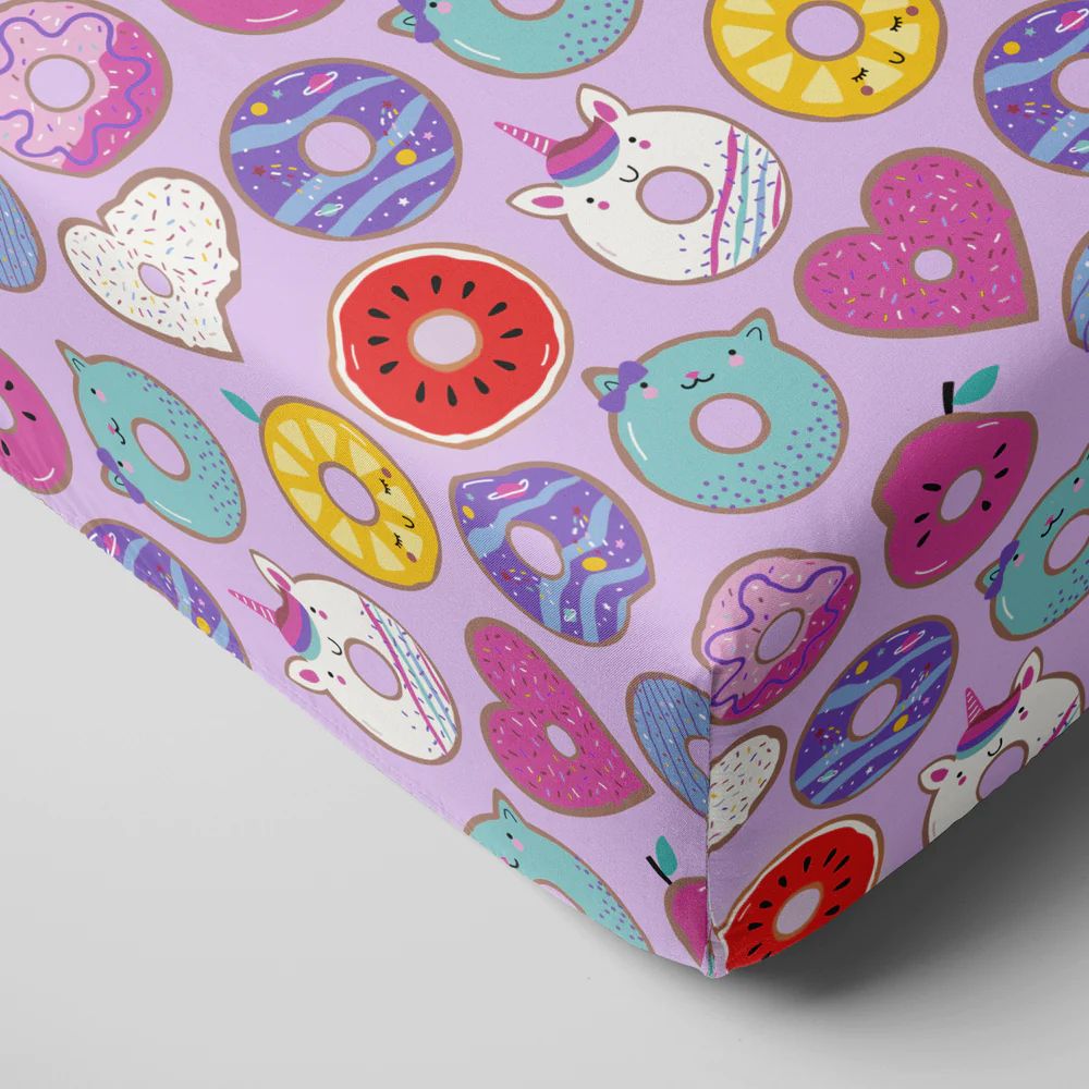 Lavender Donut Dreams Fitted Crib Sheet | Little Sleepies