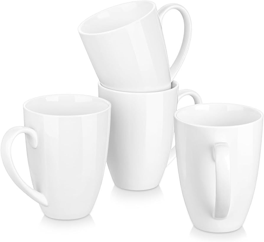 MALACASA Coffee Mugs Set of 4, Porcelain 16 OZ Mugs Set, Large Modern Ceramic Cups With Handle Fo... | Amazon (US)