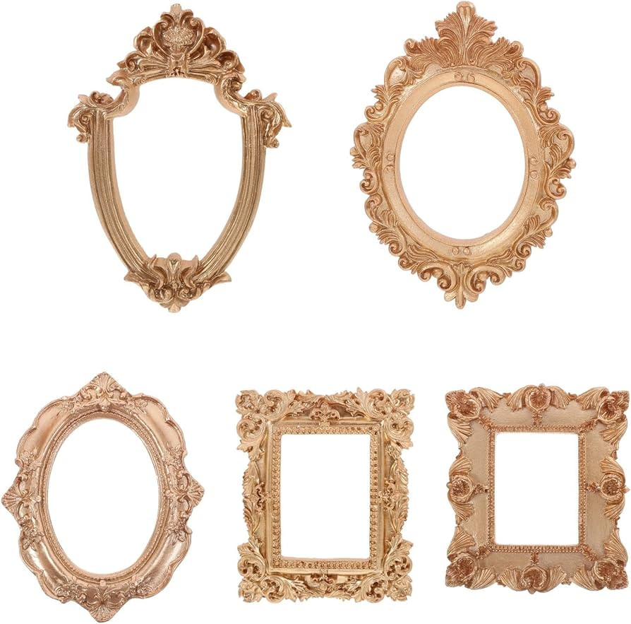 LOGOFUN 5PCS Vintage Picture Frame Magnet Oval Shaped Mini Photo Frame Refrigerator Magnets Minia... | Amazon (US)