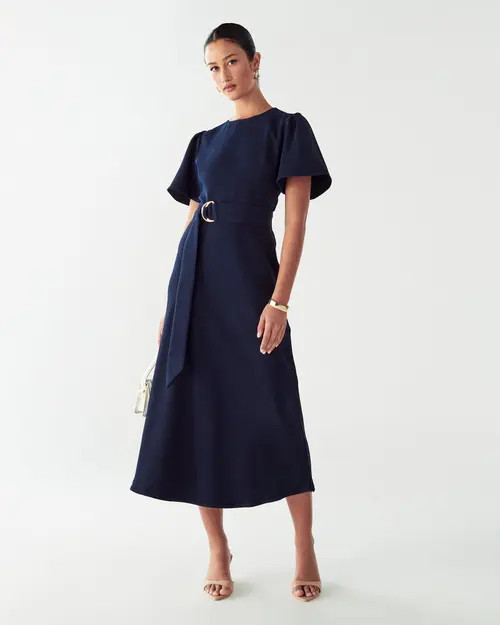 WILLA Bessi Midi Dress in Navy Blue at Nordstrom, Size 8 | Nordstrom
