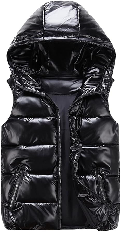 SeekMe Women's Hooded Shiny Insulated Puffer Vest Sleeveless Down Puffer Jacket | Amazon (US)