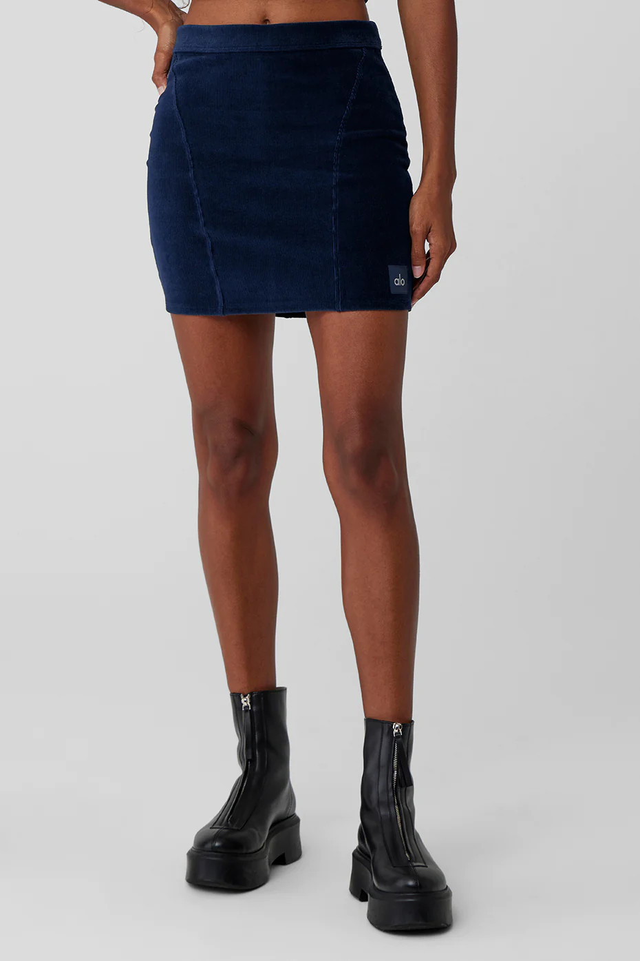 ALO | Micro Corduroy Winter Break Mini Skirt in Navy Blue, Size: Small | Alo Yoga