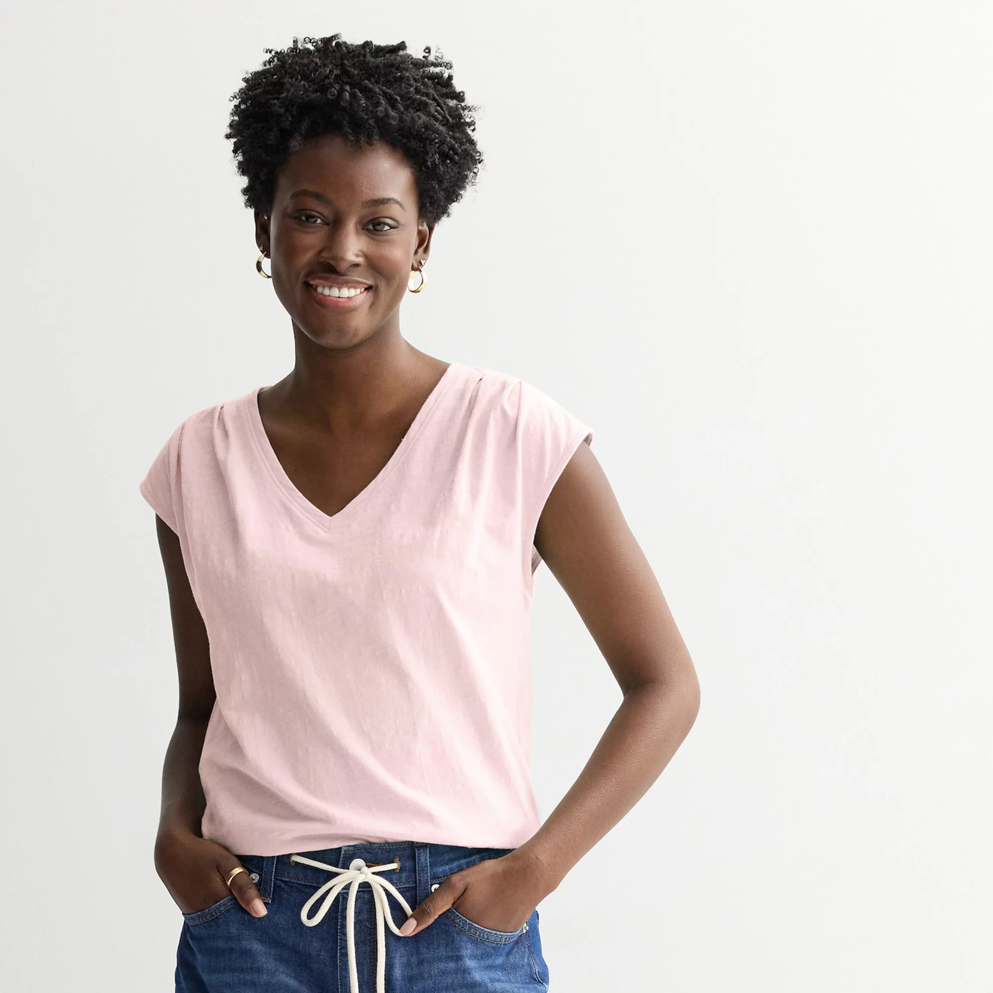 Women's Sonoma Goods For Life® Pleated V-Neck Muscle Tee | Kohl's