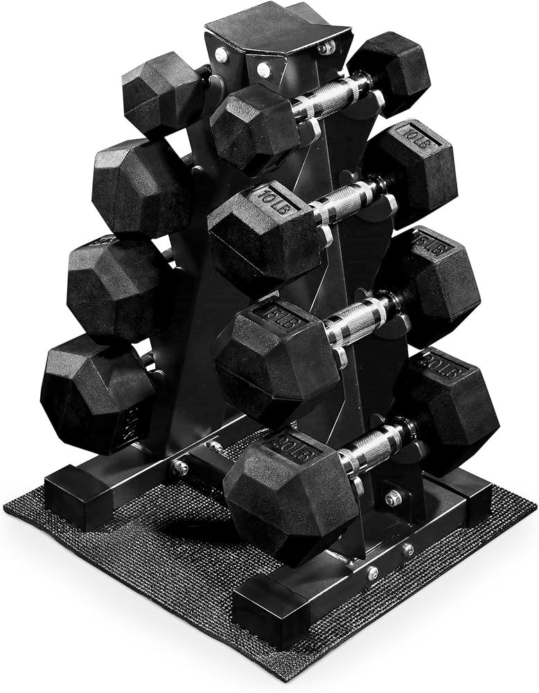 BalanceFrom Rubber Coated Hex Dumbbell Weight Set with Storage Rack, 100LB or 150LB or 200LB Set,... | Amazon (US)