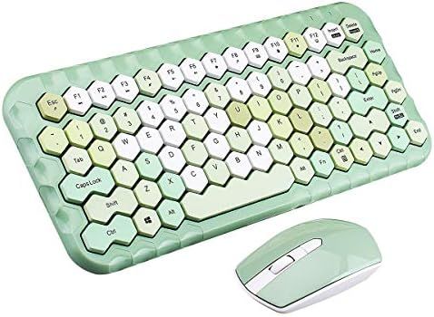 Wireless Keyboard and Mouse Combo, Cute Keycaps Keyboard with Hexagonal Keys and Chic Optical Mou... | Amazon (US)