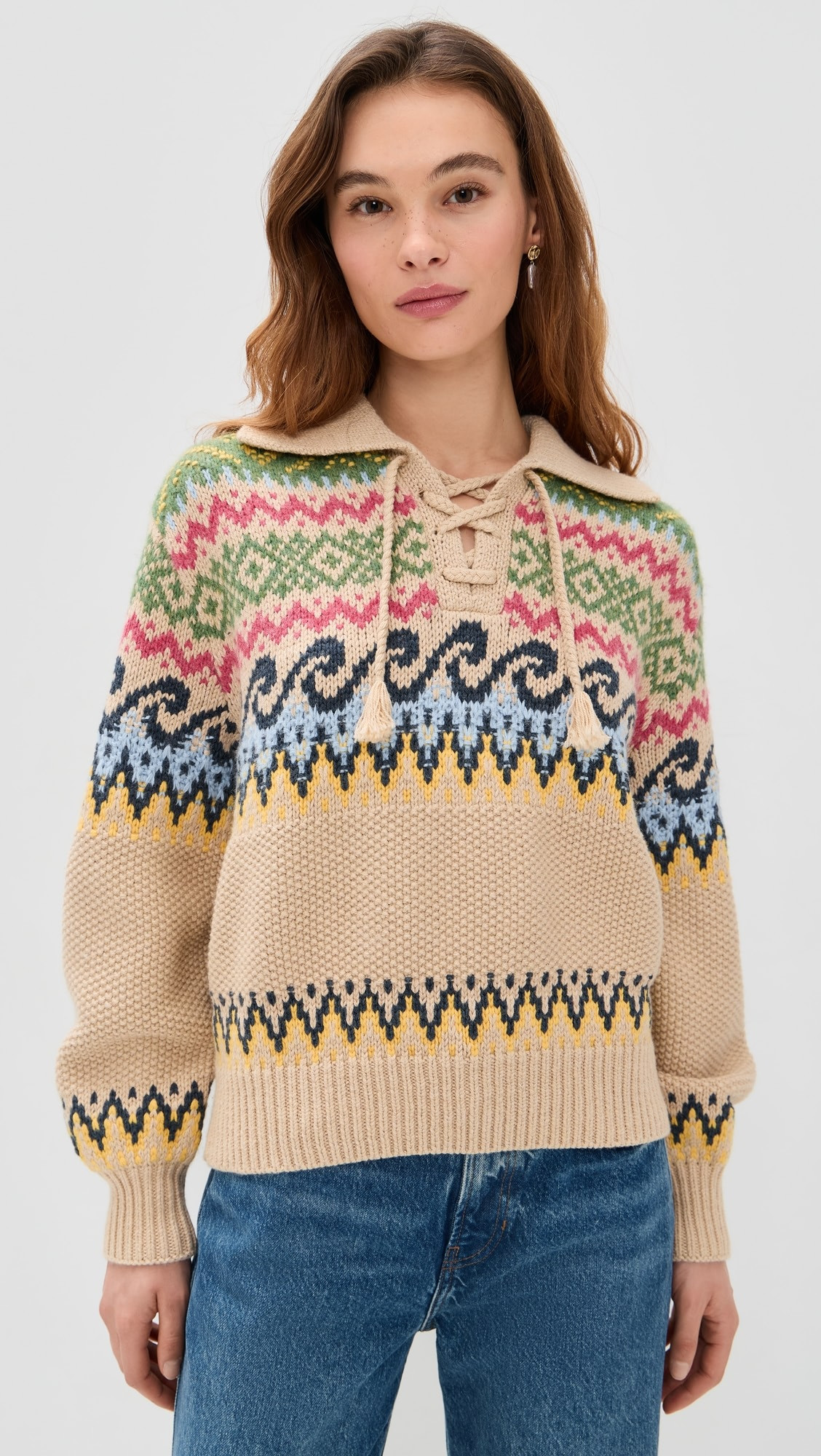 Cotton Wool Blend Long Sleeve Tie Pullover | Shopbop