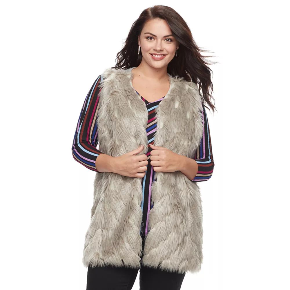 Plus Size Napa Valley Faux-Fur Vest | Kohl's