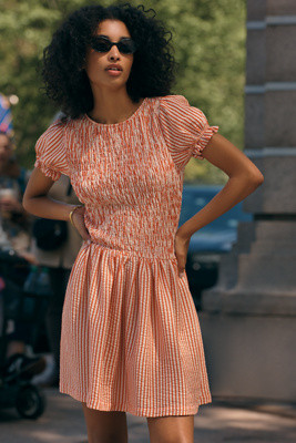 Margie Smocked Stripe Midi Dress | Anthropologie (US)