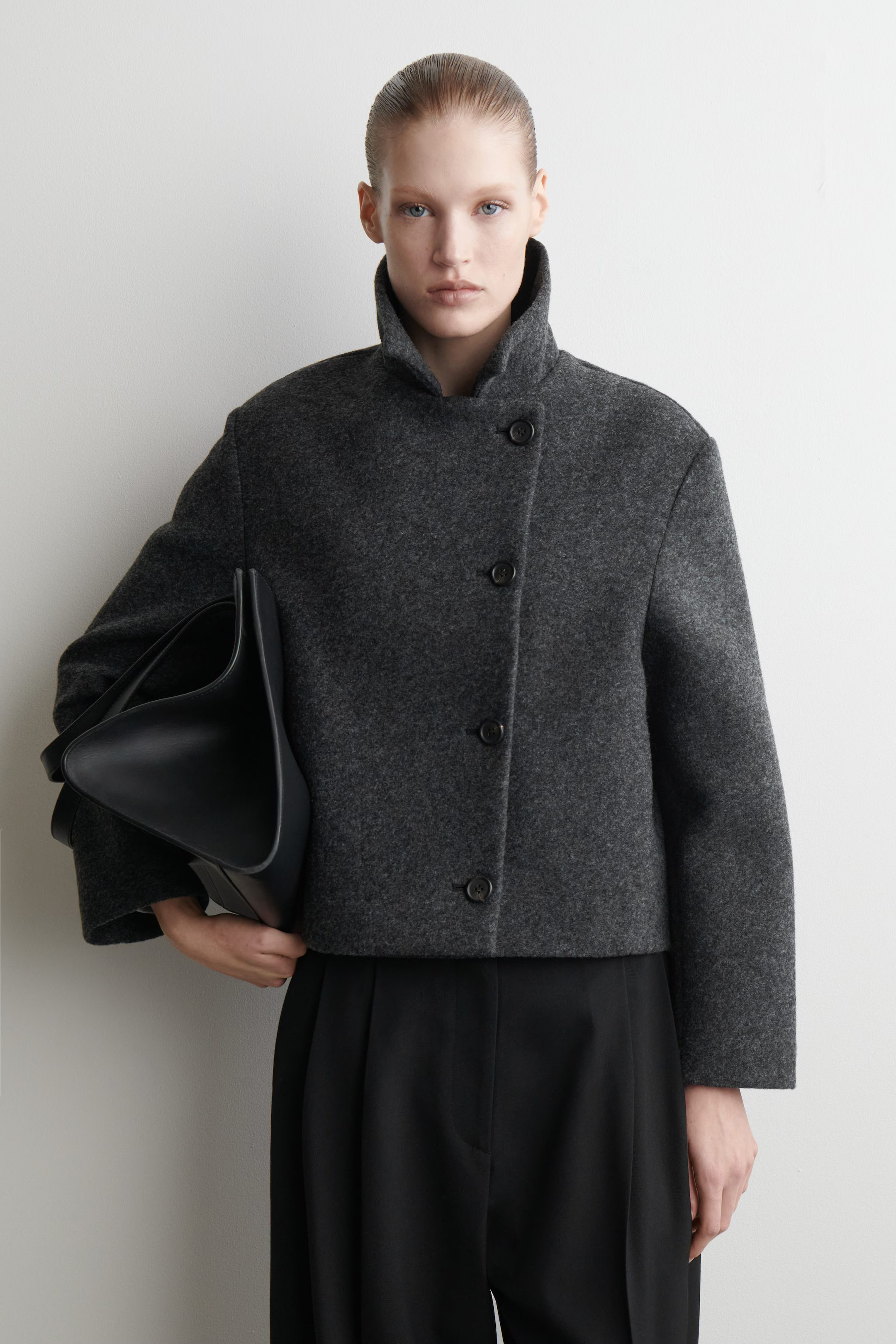 JACKE AUS GEKOCHTEM WOLL-MIX - DUNKELGRAU MELIERT | COS | COS (EU)