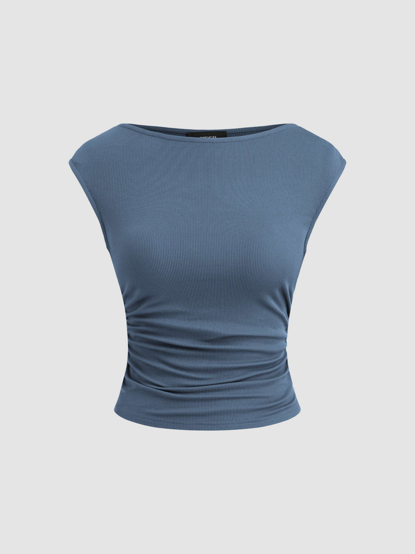 Boat Neck Solid Ruched Tank Top | Cider