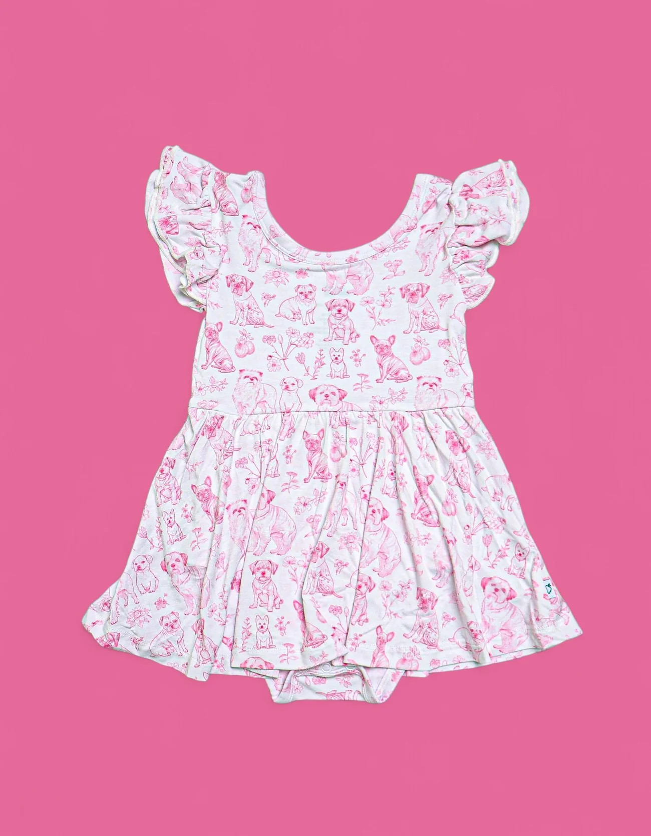 PINK PUPPY TOILE DREAM CAP SLEEVE BODYSUIT DRESS | Dream Big Little