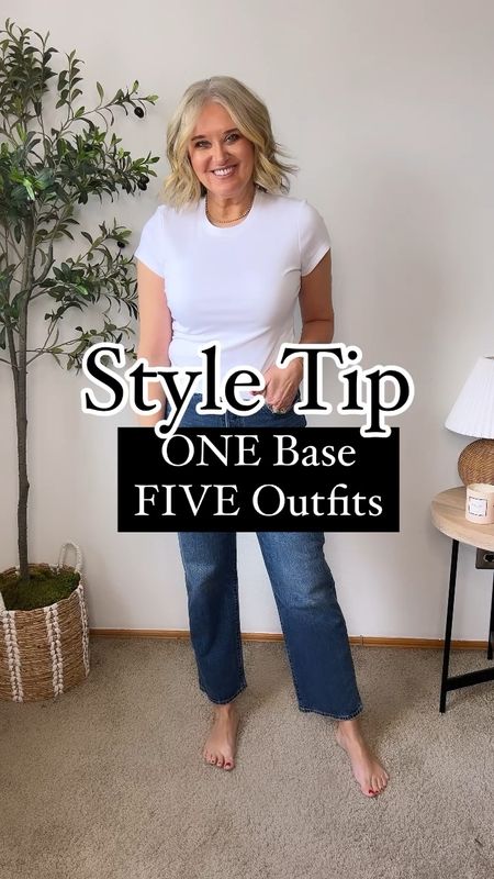 STYLE TIP: One Base, Five Outfits - PART 2!  Comment SHOP to get links to all these items!

I’m back with another easy BASE to create several outfits.   You don’t always have to have a matching top and bottom, in fact, we all wear denim and a white tee quite often!  The “third” piece truly takes these outfits up a notch!

I’ve linked everything for you including sizes in the @shopltk app!


#stylehack #styletip #over40 #over50 #over40style #midlifestyle #outfitinspo


#LTKover40 #LTKSeasonal #LTKstyletip