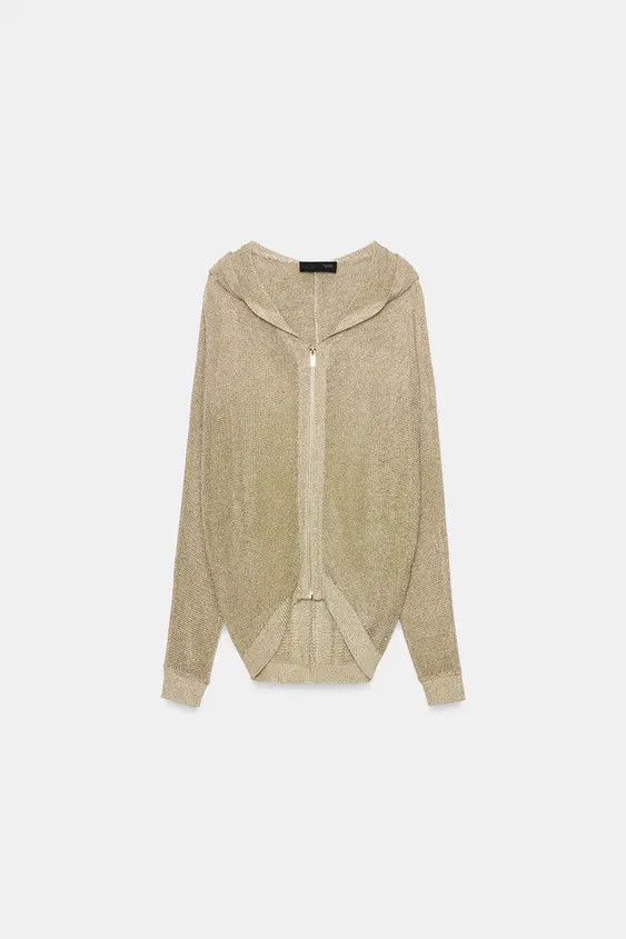 METALLIC THREAD KNIT HOODIE | Zara UK