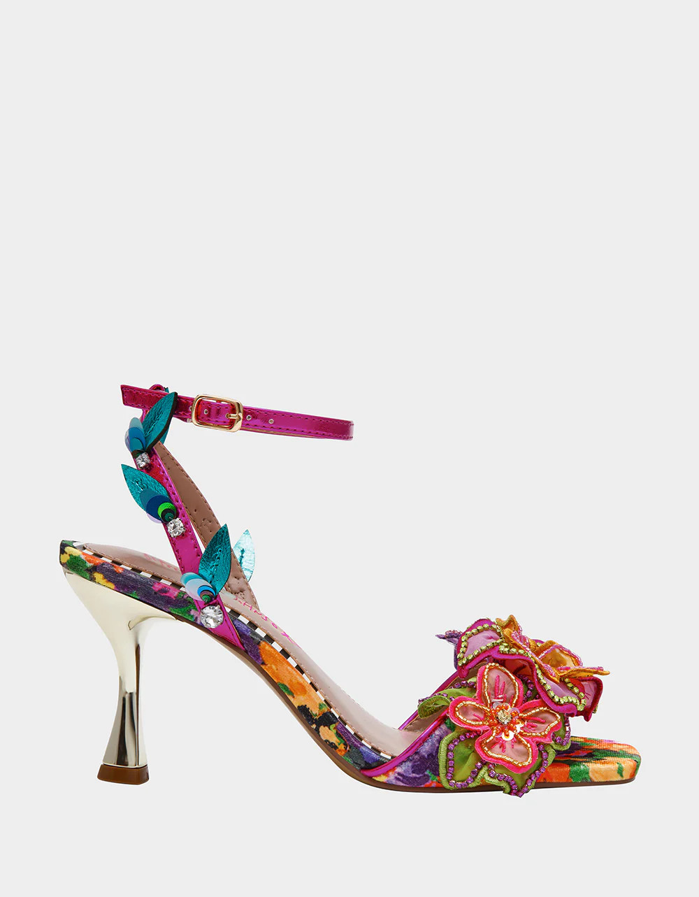 ANNALEE Floral Multi Flowers Embellished Square-Toe Women's Heel | Betsey Johnson