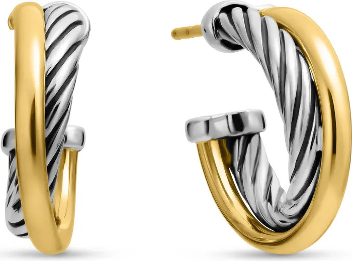 'Crossover' Extra-Small Hoop Earrings with Gold | Nordstrom
