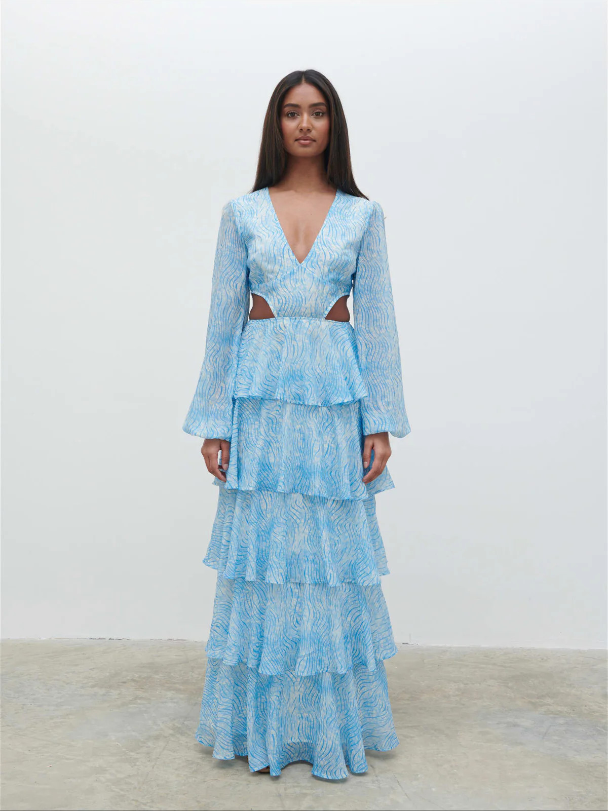 Ashton Cut Out Maxi Dress - Blue Swirl | Pretty Lavish (UK)