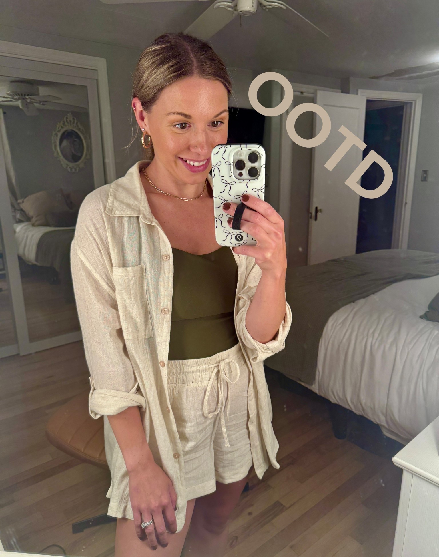 This kindred bravely set is always a go to, the material is lightweight and breathable perfect for summer / transitioning to fall. I’m 5’2 and 125lbs wearing a size small in both , I could have sized down in the shorts since they do seem to run pretty big . I added some gold jewelry and the olive green tank (size medium) underneath and it made for a cute and comfortable outfit! The shorts are on clearance right now ! And if you use code MRSTIFFANYSULLIVAN , you’ll save $ on the top which is regular price. 
#kindredbravely #mom #momstyle #momapproved 

#LTKFallSale #LTKSeasonal #LTKSaleAlert