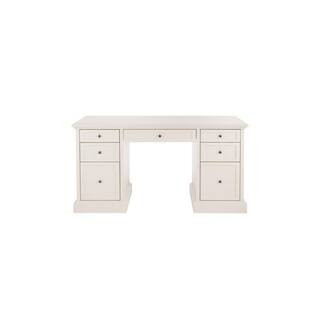 Home Decorators Collection Royce 61 in. Rectangular Polar Off-White Executive Desk SK19051Ar2-PW ... | The Home Depot