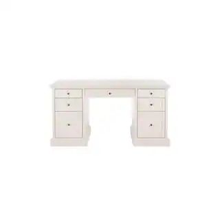 Home Decorators Collection Royce 61 in. Rectangular Polar Off-White Executive Desk SK19051Ar2-PW ... | The Home Depot