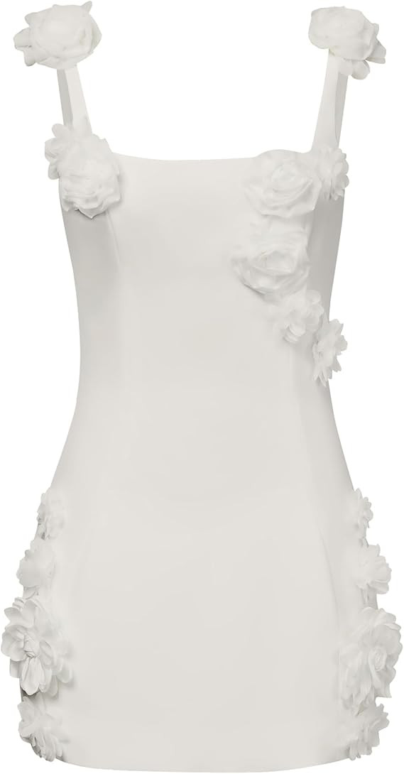 JW PEI Women's Elaina Pink Rosette Applique Mini Dress | Amazon (US)