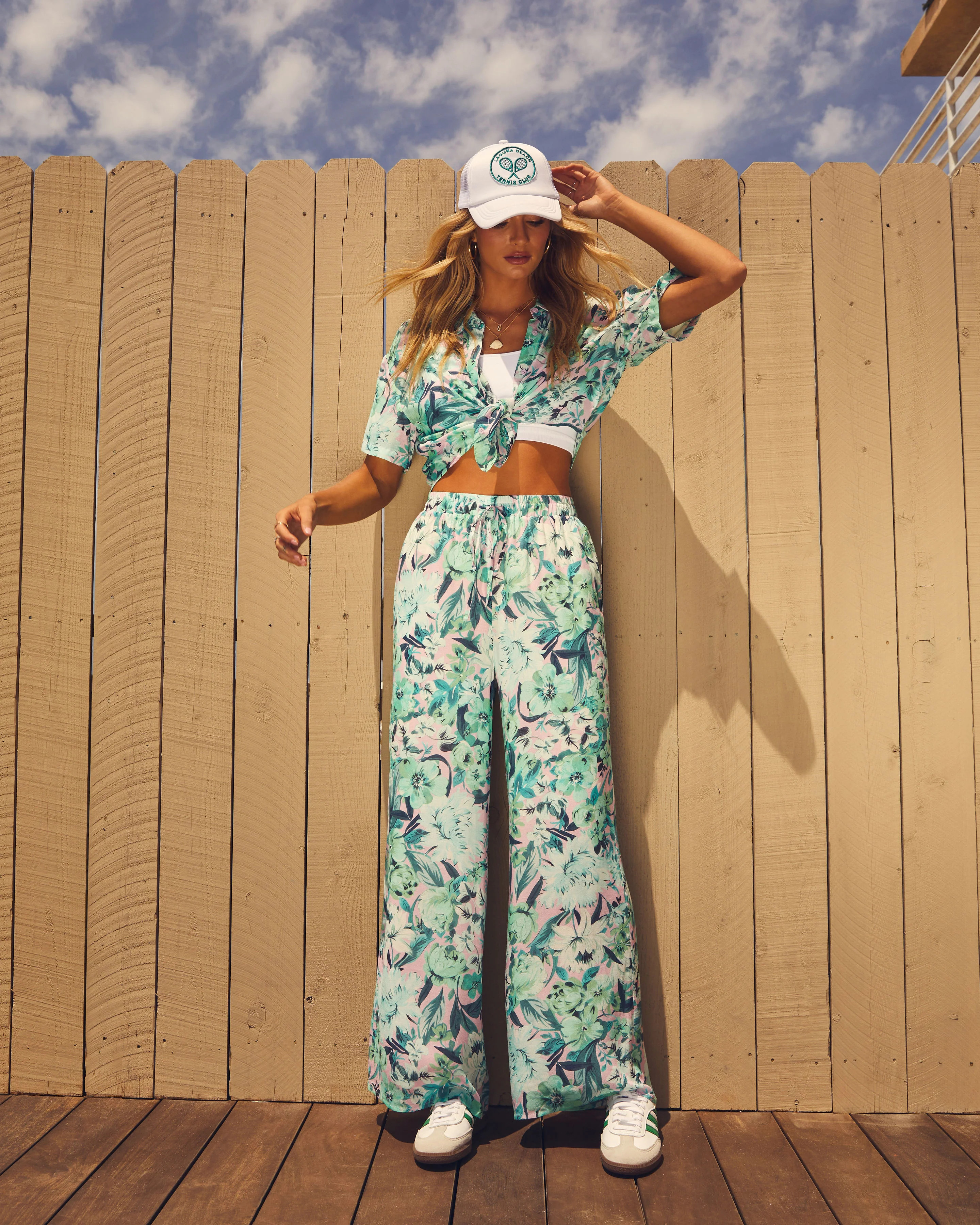 Clearwater Tropical Print Drawstring Wide Leg Pant | VICI