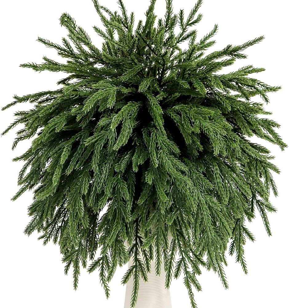 Pack of 6 Christmas Norfolk Pine Branches, 42cm/16.5'' Artificial Norfolk Pine Artificial Christm... | Amazon (CA)