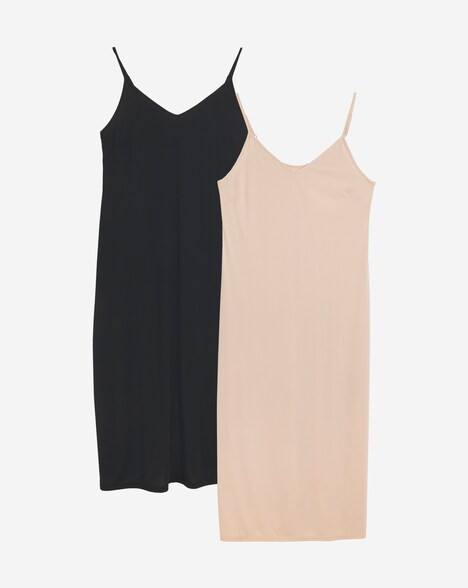 Pretty Secrets 2 Pack Maxi Slips Length 52in - Black/Almond | JD Williams (UK)