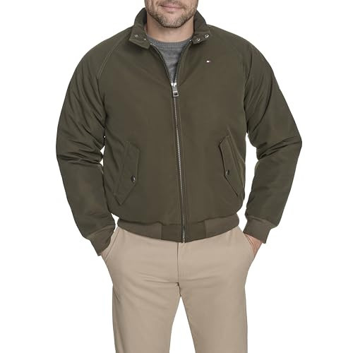 Tommy Hilfiger Men's Highland Cloth Modern Bomber, Olive, XX-Large | Amazon (US)