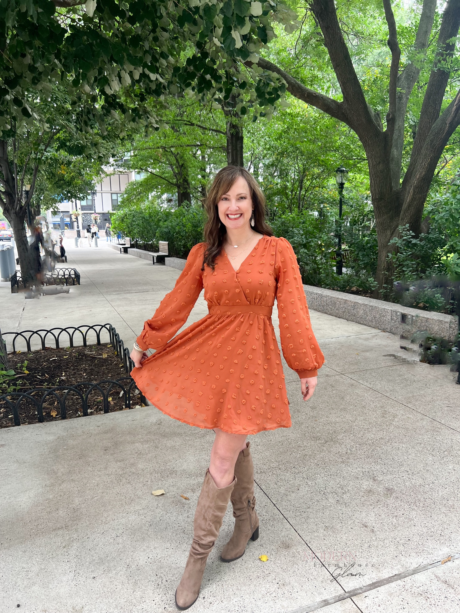 Fall dress worn by Modern Farmhouse Glam at The Better Homes and Gardens Stylemaker event in NYC. Size small, TTC. Boot color taupe. Bracelets. Clutch purse. One of the necklaces I wore linked    

Fall boots, tall boots, tan boots, slouch boots, ruched boots, journee, taupe boots, shoes, orange dress, long sleeved dress, wedding guest outfit, outfits, OOTD, Nordstrom, Lulus dress

fall style, wedding guest dress, brunch outfit, dinner date dress, teacher outfits, fall photo, work outfit, Fall Fashion
Boots & Booties, Friendsgiving, festive outfits, Fall OOTD, Family photo shoot, Thanksgiving 

#LTKstyletip #LTKshoecrush #LTKbeauty