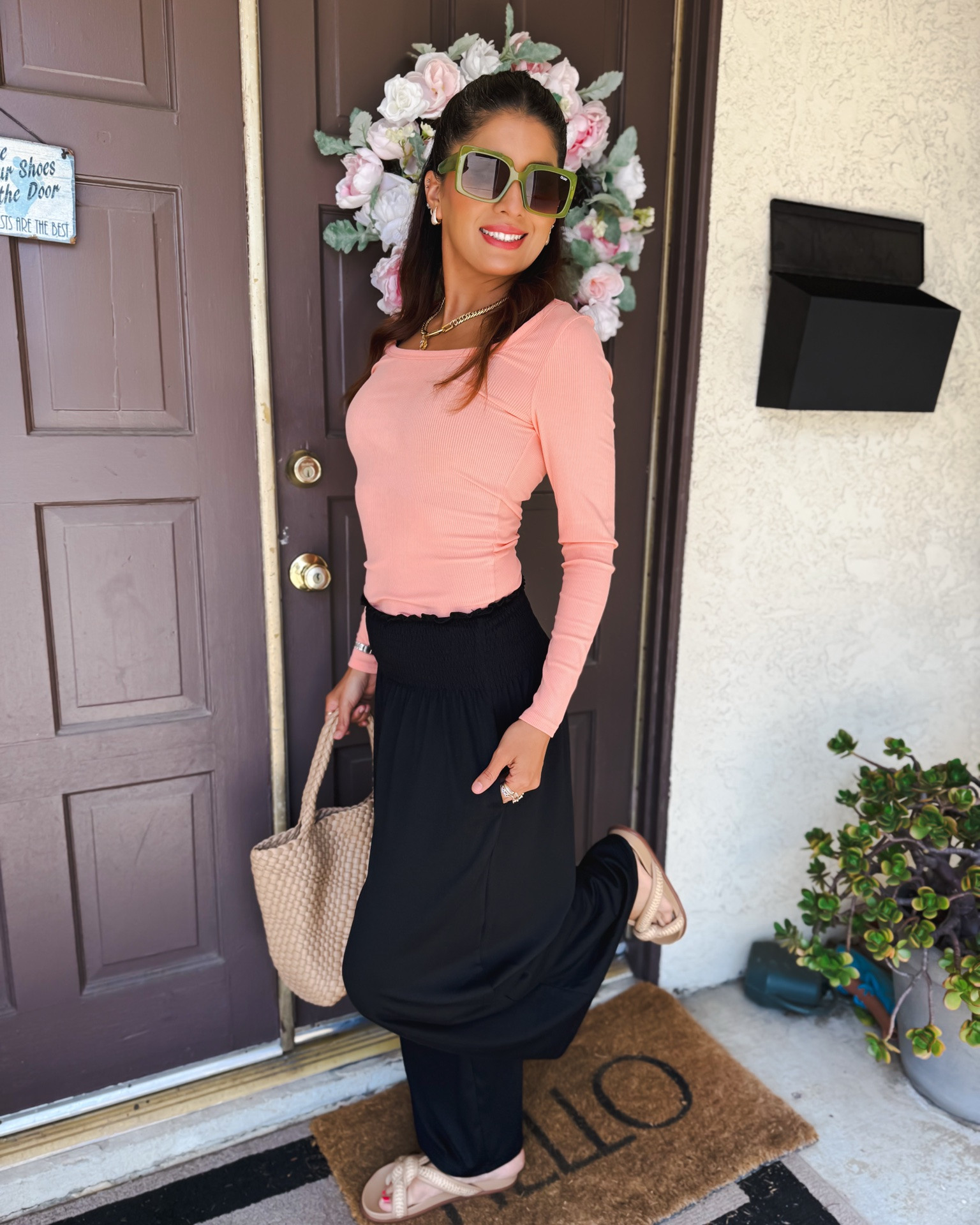 Vacation vibes but make it effortless ✨ This casual chic outfit is giving comfy + elevated with these flowy wide leg pants and buttery soft lightweight long sleeve top. Perfect for travel days, brunch, errands, or a summer getaway 🌴 Paired with my designer-inspired Eric Javits sandals & woven bag for the ultimate relaxed luxe look 🤍 Ready to roll through the world in style.
Everything is size XS
Sandals size 8

vacation outfit ideas, casual chic outfit, wide leg pants outfit, lightweight long sleeve top, comfy travel outfit, effortless style, neutral vacation look, resort wear style, casual everyday fashion, spring summer outfit, airport outfit inspo, relaxed luxe fashion, woven tote bag, Eric Javits sandals, designer inspired accessories, comfy wide leg pants, minimalist outfit idea, mom style fashion, elevated casual outfit, chic vacation vibes

#LTKootd #LTKWorkwear #LTKSaleAlert