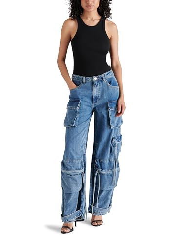 Steve Madden Apparel Duo Cargo Pant, Blue Denim, XS | Amazon (US)