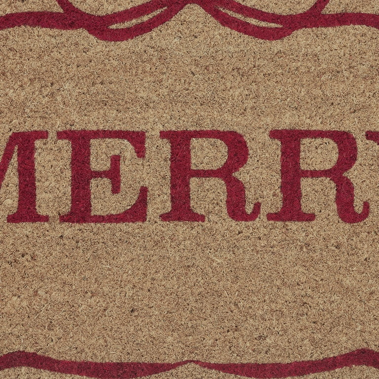 My Texas House Natural/Red Merry Ribbon Outdoor Coir Doormat, 18" x 30" | Walmart (US)