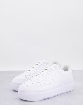 Nike Court Vision Alta Leather platform sneakers in triple white | ASOS | ASOS (Global)