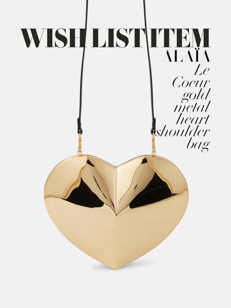 The iconic Alaïa heart bag now comes in gold ⚜️⚜️⚜️
Heart handbag | Wedding guest outfit | Party outfits | Spring accessories | Designer bags | The heart aesthetic 

#LTKwedding #LTKitbag #LTKparties