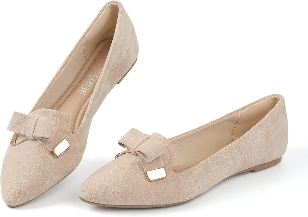 MUSSHOE Ballet Flats for Women Comfortable Women's Flats Memory Foam Slip on Pointed Toe Flats Sh... | Amazon (US)
