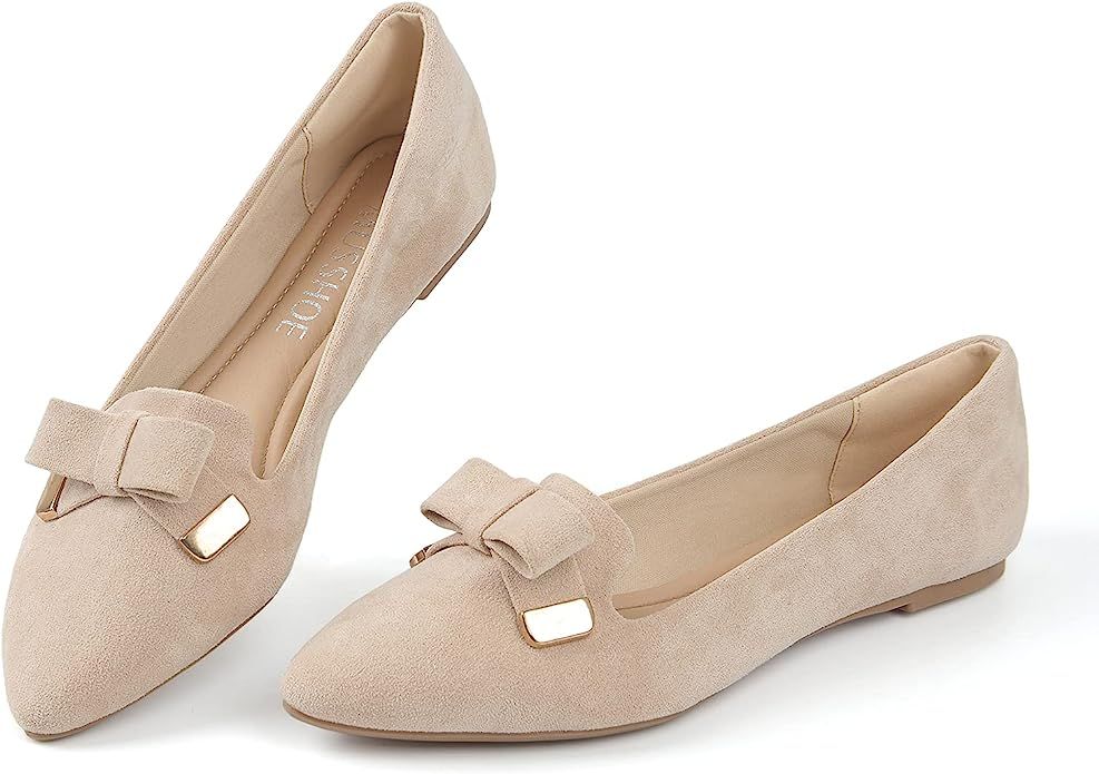 MUSSHOE Ballet Flats for Women Comfortable Women's Flats Memory Foam Slip on Pointed Toe Flats Sh... | Amazon (US)