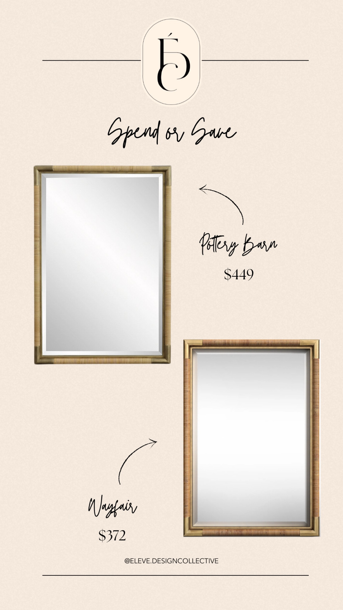 Same mirror, different price. But we love the natural rattan with the gold metal accents to give it a little glam finish.

#Spendorsave #PotteryBarn #Wayfair #AccentMirror #LTKHome #LookForLess #HomeDecor 

#LTKSeasonal #LTKHome #LTKStyleTip